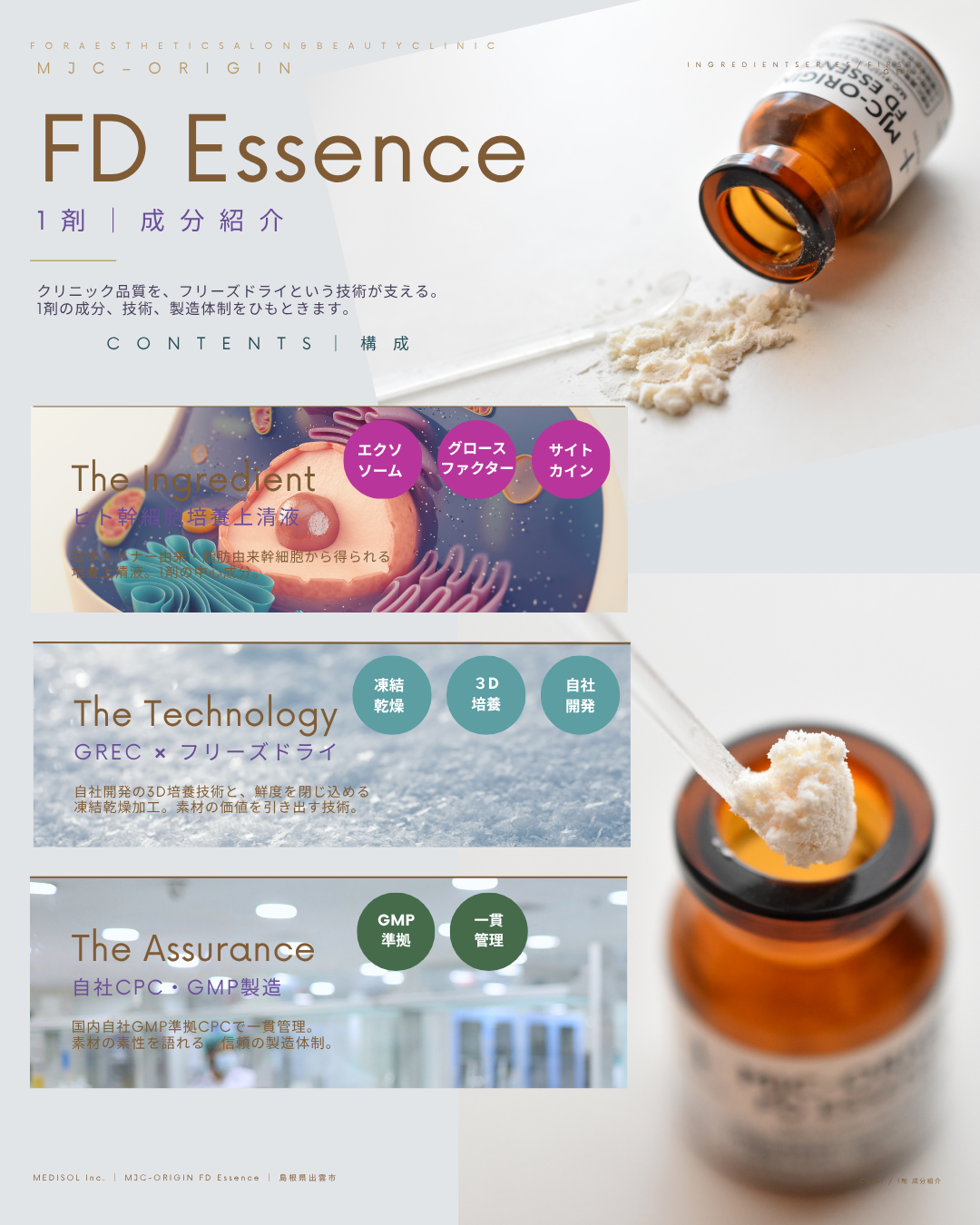 出雲MEDISOL MJC-ORIGIN FD essence〈ヒト幹細胞培養上清FDエッセンス×高濃度熟成ホースプラセンタ〉１セット５回分