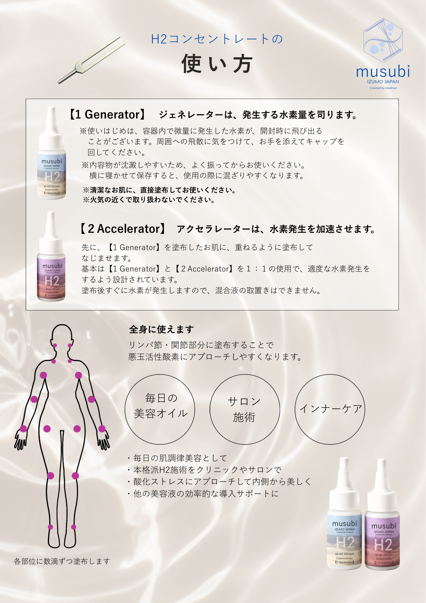 H2コンセントレート〈２剤式水素発生美容オイル〉肌調律美容